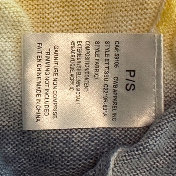 Charlie B, lightweight sweater, yellow and blue, SZ Small, Like New - Picture 4 of 5